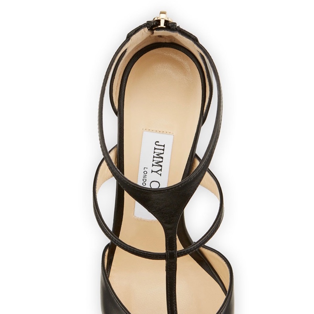 🌻HP🌻 Jimmy Choo 100mm Saoni T-Strap Zip Pump Black 9.5 - Picture 13 of 16